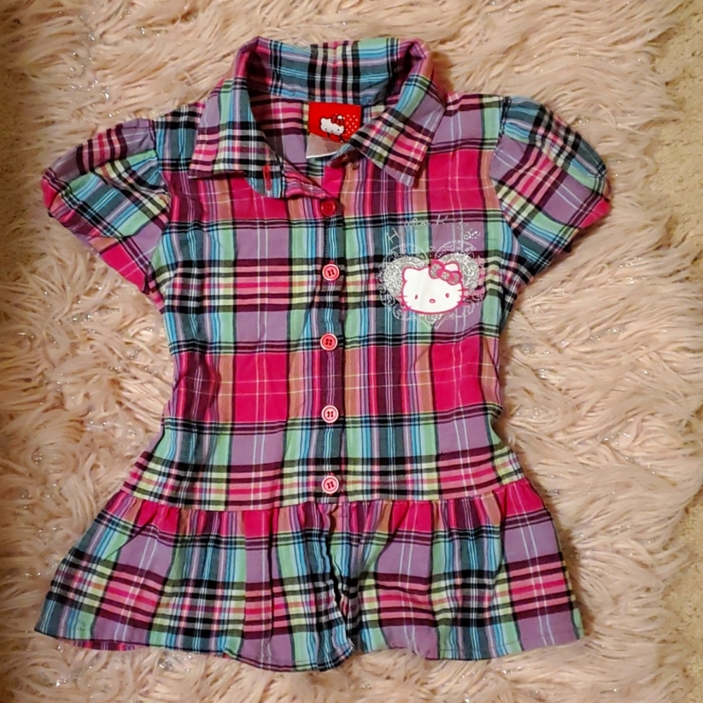 Hello Kitty Plaid Shirt - Pink, Purple, Blue